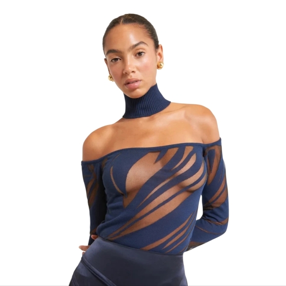 cult gaia Tops - Cult Gaia Tracie Knit Top Aspen Navy Blue sz Large